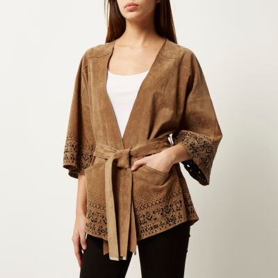 Light brown suede kimono